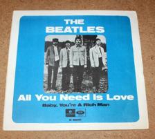 Tumnagel för auktion "BEATLES 45' All you need is love Uk Psych 1967+PS  UK press"