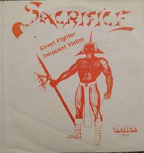 Tumnagel för auktion "sacrifice- street fighter 1985 RARE SWEDISH METAL "