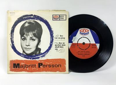 Tumnagel för auktion "MAJBRITT PERSSON - DET VAR EN GÅNG - 7" 1965 - ovanlig svensk schlager 7:a"