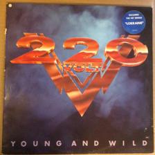 Tumnagel för auktion "*** svensk hårdrock *** 220 VOLT - YOUNG AND WILD  EX-/VG++  1987 "