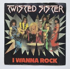 Tumnagel för auktion "Twisted Sister – I Wanna Rock (1984, UK) 7" singel VG+/VG+"