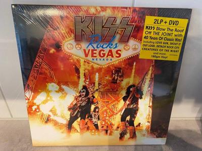 Tumnagel för auktion "Kiss: Rocks Vegas, 2LP vinyl + DVD, fint skick"