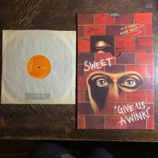 Tumnagel för auktion "SWEET - Give Us… 1976 UK Press! ”Gimmick Cover” inners! Hårdrock. Prog-rock. LP"