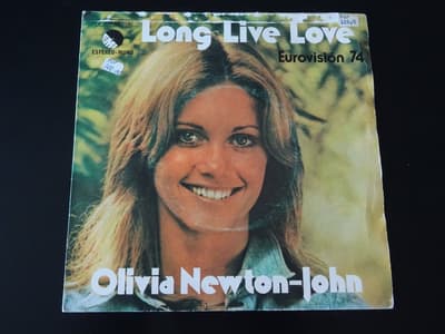 Tumnagel för auktion "OLIVIA NEWTON-JOHN Long live love Eurovision 1974 Vinyl Melodifestivalen Singel"