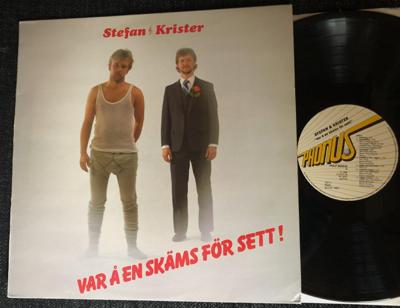 Tumnagel för auktion "STEFAN & KRISTER Var Å En Skäms För Sett RARE LP 1988 BONDKOMIK HUMOR SLAPSTICK"