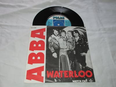 Tumnagel för auktion "ABBA DANSK SINGEL WATERLOO 1974!"