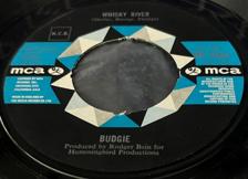 Tumnagel för auktion "BUDGIE Whisky River Guts HEAVY ROCK singel UK PRESS 1972 Squawk & Debut LP spår"