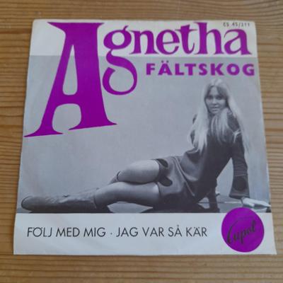 Tumnagel för auktion "Agnetha Fältskog 7"singel Följ med mig/Jag var så kär ABBA"
