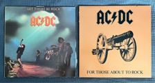 Tumnagel för auktion "AC/DC Let there be rock + For those about to rock LP"