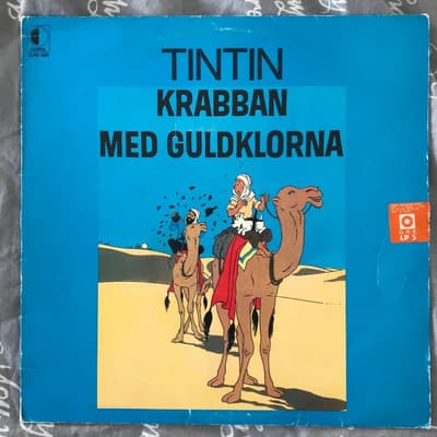Tumnagel för auktion "Tintin - Krabban med guldklorna, Cupol records, Tomas Bolme , Bert-Åke Varg m fl"