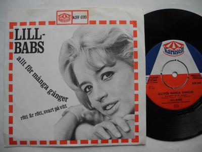 Tumnagel för auktion "LILL-BABS Allt för många gånger / Rött är rött svart på vitt 45 7" singel 1967 V"