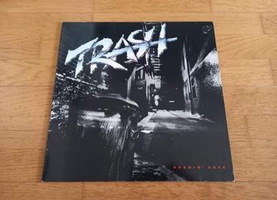 Tumnagel för auktion "Trash - Burnin' rock Vinyl LP classic rock metal"