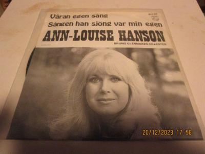 Tumnagel för auktion "ANN-LOUISE HANSON - VÅRAN EGEN SÅNG + SÅNGEN HAN SJÖNG VAR MIN EGEN - SINGEL"
