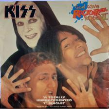 Tumnagel för auktion "KISS God Gave Rock n Roll to You 7" / EU Press Hårdrock Bill & Ted"