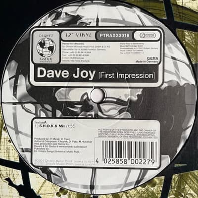 Tumnagel för auktion "Dave Joy - First Impression (Planet Traxx 12" Hard Trance/ Trance S.H.O.K.K. Mix"