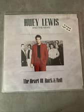 Tumnagel för auktion "12" Huey Lewis & the news-The heart of rock & roll + 3,"