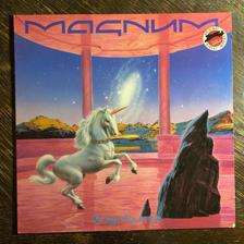 Tumnagel för auktion "MAGNUM - Vigilante 1986. UK Press! Rare Sticker! AOR. Prog-rock. LP"