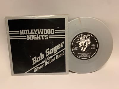 Tumnagel för auktion "7" Bob Seger & The Silver Bullet Band - Hollywood Nights UK Orig-78 SILVER VINYL"