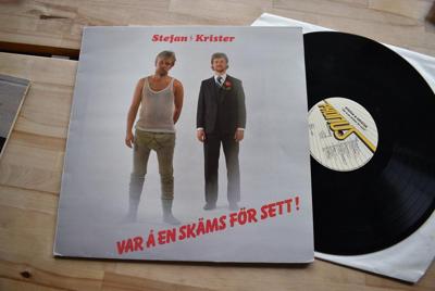 Tumnagel för auktion "Stefan & Krister Var å en skäms för sett! LP humor buskis"