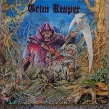 Tumnagel för auktion "Grim reaper - Rock you to hell, 1986 LP"