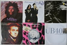 Tumnagel för auktion "paket med 34 vs-pop/rock-80-90 tals-Rod S,Madonna,Sinnead OC,Marley,UB 40,J Rush"