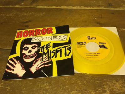 Tumnagel för auktion "The Misfits - Horror Business (USA 1979) Yellow vinyl (Plan 9 - PL1009) RAR"