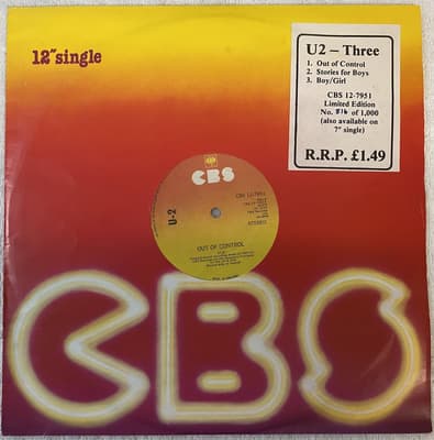 Tumnagel för auktion "U2 three 12"single -79 Ireland CBS 12-7951 **** ULTRA RARE LIMITED ORIGINAL ****"