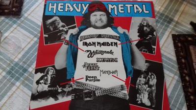 Tumnagel för auktion "HEAVY METAL  V/A IRON MAIDEN,MONOWAR……. Vinylborsen-skivbutik"