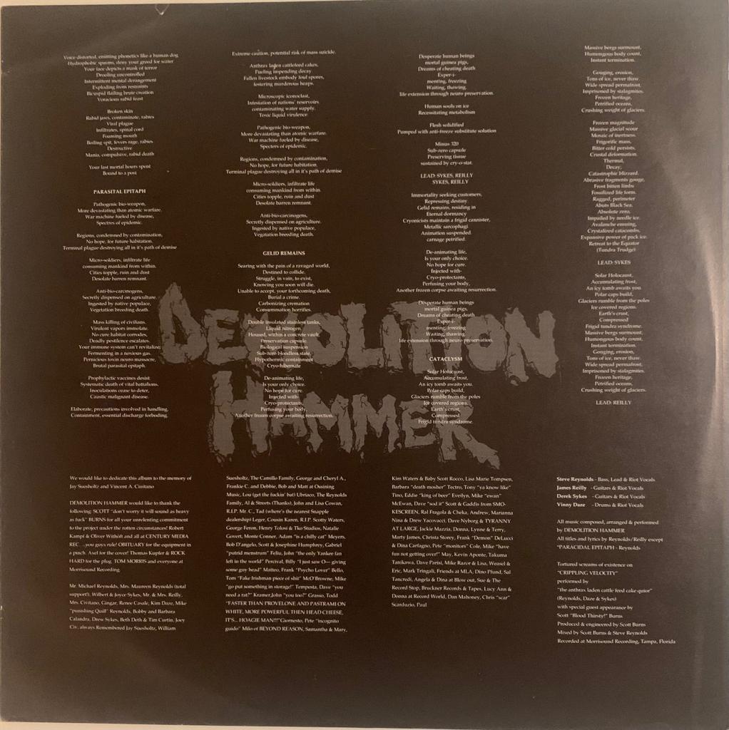 Demolition Hammer Tortured Existence LP, album Vinylkoll
