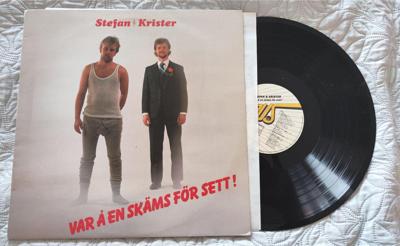 Tumnagel för auktion "Stefan & krister, var å en skäms för sett! 1988 Humor buskis"