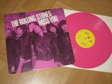 Tumnagel för auktion "Rolling Stones - Miss You  RARE 1978  UK 1:a Press  Pink Vinyl 12"  M-"