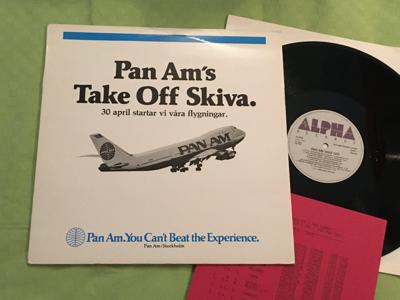Tumnagel för auktion "V/A PAN AM take off LP -86 Swe ALPHA PROMO LP-001 flygplan"