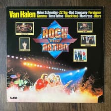 Tumnagel för auktion "Van Halen - ZZ Top - Blackfoot - Gamma - Rose Tattoo - Rock The Nation - LP"