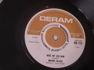 Tumnagel för auktion "MOODY BLUES RIDE MY SEE-SAW SINGEL DERAM DM 213 ENGLAND 1968"