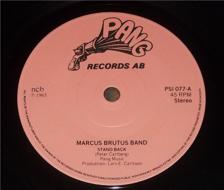 Tumnagel för auktion "MARCUS BRUTUS BAND Stand Back RARE 1983 Svensk Metal 45a M-"