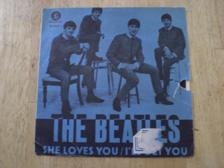 Tumnagel för auktion "The Beatles - She Loves You 7" RARE BLUE COVER SWE PRESS"