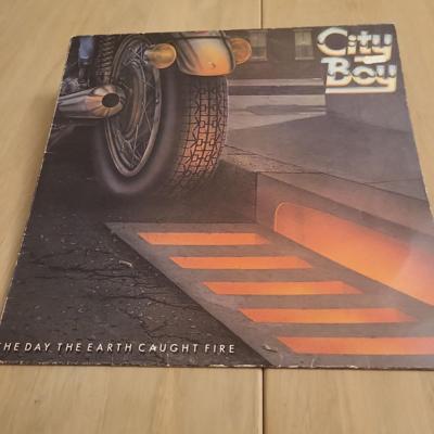 Tumnagel för auktion "LP-skiva med City Boy - The day the earth caught fire"