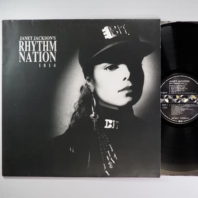 Tumnagel för auktion "JANET JACKSON Rhythm nation 1814 LP -89 EUR A&M Records 393 920-1"