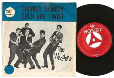 Tumnagel för auktion "Weedons - Shimmy Shimmy/Eden bar twist DEN PS/45 1964 Alt PS"