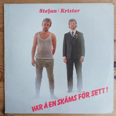 Tumnagel för auktion "Stefan & Krister - Var å en skäms för sett! (LP) - Humor, buskis"