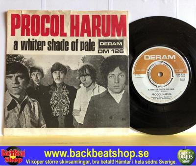 Tumnagel för auktion "PROCOL HARUM - A WHITER SHADE OF PALE - SWEDEN - DM 126 - 7""