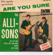 Tumnagel för auktion "THE ALLISONS "ARE YOU SURE" FONTANA EP 465 155 TE P.1961 SWE PRESS"