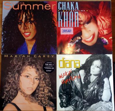 Tumnagel för auktion "4 X LP: Donna Summer, Mariah Carey, Diana Ross, Chaka Khan"