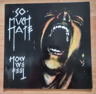Tumnagel för auktion "So Much Hate "How we feel" LP X-Port Plater 1987"