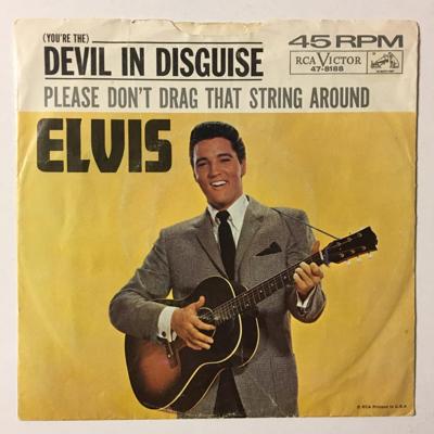 Tumnagel för auktion "ELVIS PRESLEY - Devil In Disguise/ Please don't drag that string - US PS"