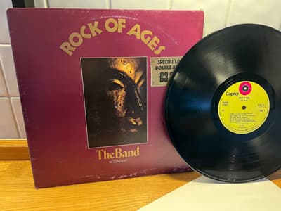 Tumnagel för auktion "The Band - Rock Of Ages: The Band In Concert UK press 2xlp"