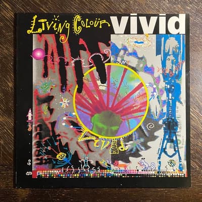 Tumnagel för auktion "LIVING COLOUR - Vivid 1988. Originalinner! FUNK METAL LP"
