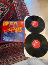 Tumnagel för auktion "50 Rock & Roll Greats - 2 LP"