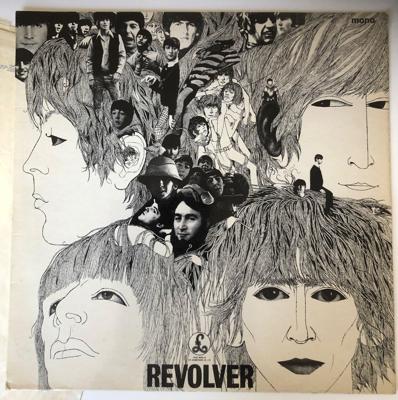 Tumnagel för auktion "Beatles ”Revolver” från 1966."