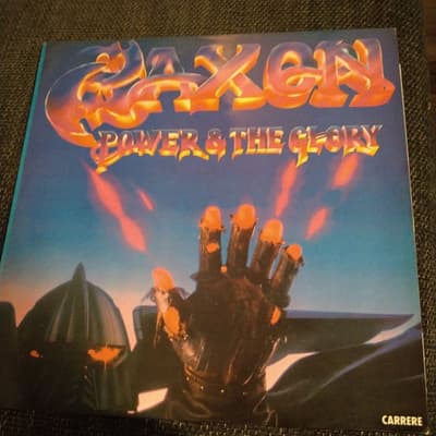 Tumnagel för auktion "Saxon, power & the glory. Vinyl. Lp"